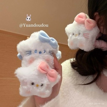 新款蝴蝶結毛絨星星Kitty髮圈玩偶公仔大腸髮圈學生可愛頭繩髮飾
