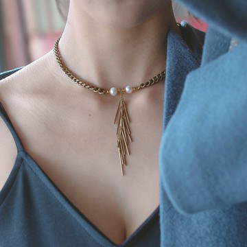 黃銅魚骨珍珠系列-項鍊