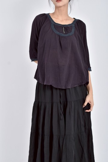 (S) my de girl棉質純棉七分袖深紫色短袖上衣