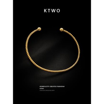 潮ins麻花開口手鐲女生小眾設計感鍍k金輕奢高級新款時尚手環飾品