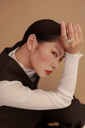 蝕刻紋寬版雙指戒_925銀