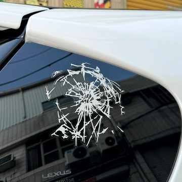 反光屋FKW 玻璃破碎 車窗貼紙 反光貼紙 防水貼紙 汽車貼紙 車貼 防水耐曬 擋風玻璃 透明底撕除不殘膠 kuso貼紙