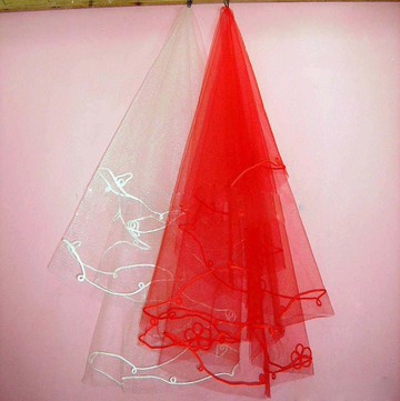 結婚頭紗新娘婚慶用品新娘婚紗配飾新娘紅色白色頭紗頭飾