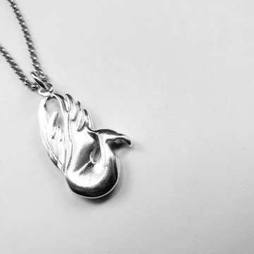 Z52純銀鶴造型(可敲字)925純銀項鍊.客製英文字母數字.御匠敲飾