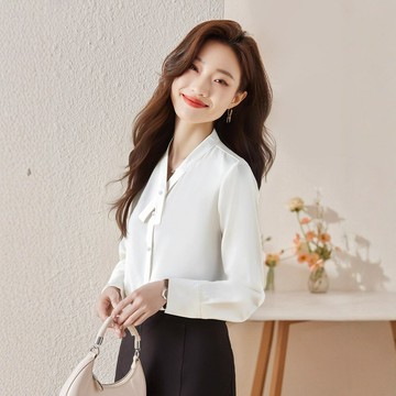 『百貨屋二號』2025秋季法式重磅白色襯衣女新款長袖襯衫職業裝上衣OL打底衫