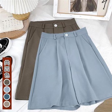 【韓國K.W.】現貨百搭純色直筒五分睡衣居家服(褲子 短褲 直筒 休閒)