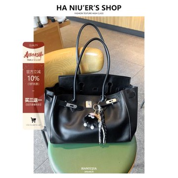 黑色大容量托特包女通勤百搭大包高級感百搭手提包真皮單肩腋下包