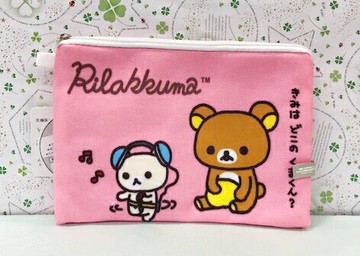 【震撼精品百貨】Rilakkuma San-X 拉拉熊懶懶熊 拉拉熊雙層收納包-桃#21418 震撼日式精品百貨