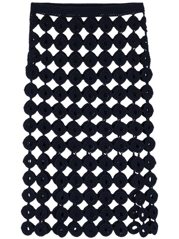 Wales Bonner - Stanza crochet-knit midi skirt - women - Cotton - M - Blue