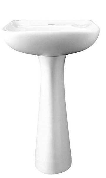 房東首選  隆昌雅樂柏單孔長柱面盆/白/L139-1+F157