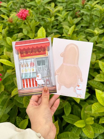 原創插畫明信片/心意卡 鵝寶與港式燒味店