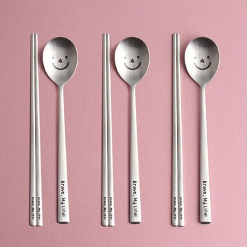 Bravo My Life 3人份湯筷組 (맏이款)  3套  勺子+筷子  銀色