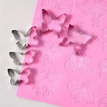 翻糖蕾絲墊  蝴蝶蜻蜓不銹鋼切模花邊蕾絲蛋糕圍邊裝飾硅膠模具