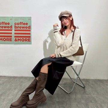 IN SHOP 雙拉鍊條紋翻領毛衣-共5色【KT281063】