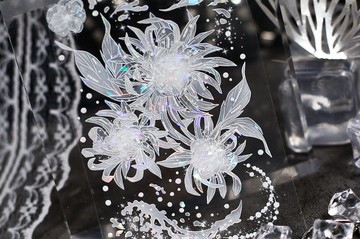 寒晶白 みずしぶき 絕美白紫雙色水花 PET 紙膠帶 貝殼光 10 米卷