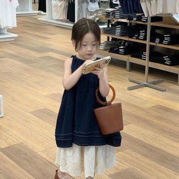 【台灣出貨】夏季2026韓版女童夏季兩件套時髦連衣裙套裝童裝兒童洋氣復古背心