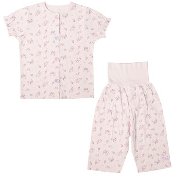 akachan honpo - 前開式短袖家居服-穿衣練習 獨角獸-紫色