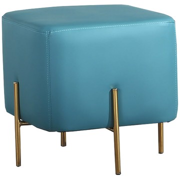 IHouse-吉娜 歐式皮質小方凳湖水藍