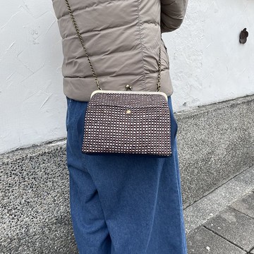 復古方塊藍紫 口金包/ 斜背包/ 側背包/ 隨身包