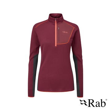【英國 RAB】Syncrino Light Pull-On W 羊毛混紡長袖拉鍊保暖排汗衣 女款 深石楠 #QFF20