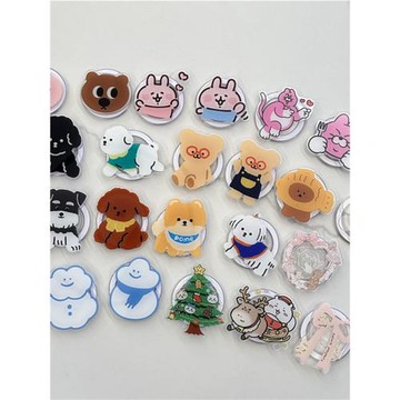 卡通適用手機支架防摔MagSafe磁吸支架強力吸附伸縮氣囊支架通用