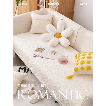 純棉沙發墊雙面棉繡花四季通用北歐現代簡約防滑布藝沙發坐墊蓋巾