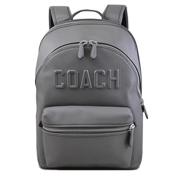 COACH CV928 CHARTER 立體LOGO雙層雙拉鍊商旅後背包.灰