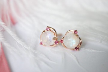 天然藍月光石耳環 925 純銀鑲嵌