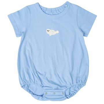 akachan honpo - 短袖包屁衣-小刺繡-淺藍色