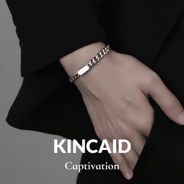 【KINCAID】古巴鏈手鍊 光面方牌 鈦鋼手鏈 316L醫療鋼 不過敏不褪色 情侶手鍊 嘻哈風飾品 中性銀色飾品