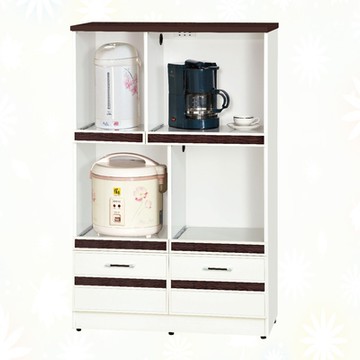 文創集 南亞塑鋼 雪菲多彩2.8尺四托盤雙抽屜中餐櫃/電器櫃(五色可選)-85x42.8x130.6cm免組