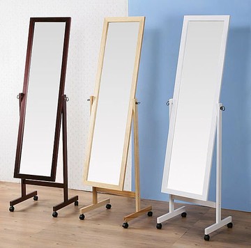 實木附輪立鏡 穿衣鏡 全身鏡 三色【馥葉】型號MR008