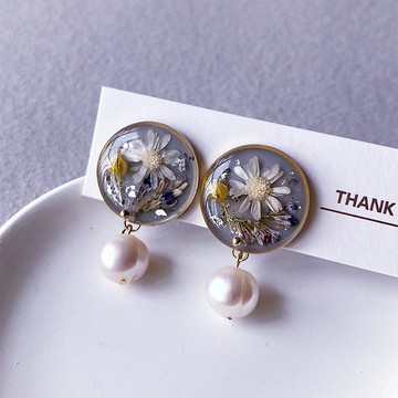 【茜作】乾燥花手工定制 耳環 耳夾 耳針 耳墜 小星花 經典設計