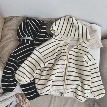 【臺灣出貨】秋季 外套 女童外套兒童連帽衫2026男童新款條紋春秋洋氣上衣寶寶秋裝開衫潮