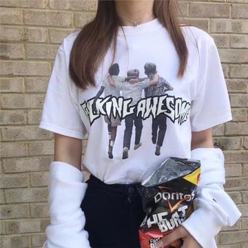 Fucking Awesome Friends FA背影兄弟好朋友男女同款短袖T恤純棉