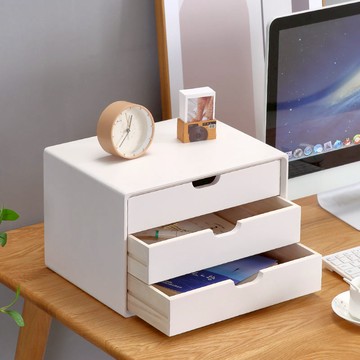 實木桌面收納盒簡約抽屜式多層桌上收納櫃辦公室雜物文件儲物盒子J-69公司貨