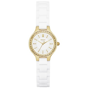 DKNY 低調巴黎簡約都會腕錶-金x白-NY2250-30mm