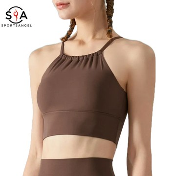 【SPORTSANGEL】 帶胸墊运动内衣女防震带胸垫健身上衣小可愛背心瑜伽內衣防下垂美背跳绳跑步高强度瑜伽無袖上衣女