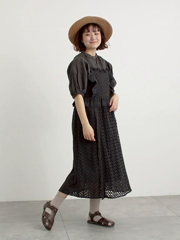 簍空蕾絲花邊吊帶洋裝(0F000705310) - Samansa Mos2