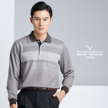Emilio Valentino質感紳士風範棉衫_咖啡(91-8V1652)