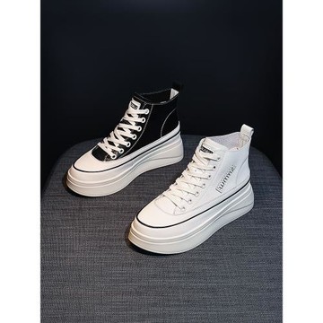 【斷碼清倉】高幫鞋內增高小白鞋女2025秋季新款真皮厚底休閑鞋