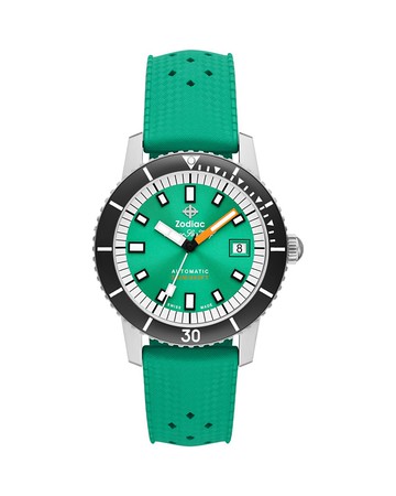 Zodiac Compression Diver Automatic Rubber Strap Watch, 40mm