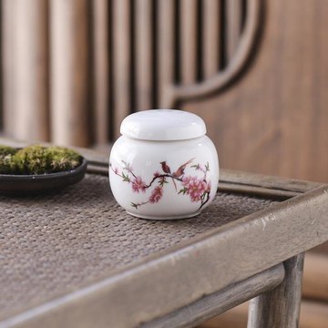 陶瓷小茶罐小號面霜香粉盒中醫藥膏藥粉密封罐面膜粉罐分裝瓶