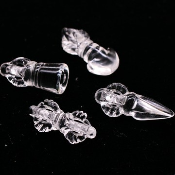如鴻天然白水晶原石佛教法器吊墜佛珠計數器小號金剛杵撅鈴斧吊墜
