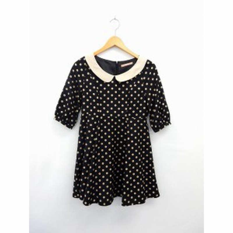 中古 ダズリン Dazzlin ワンピース ミニ フレア ドット 五分袖 丸襟 バックジップ S 黒 ブラック St2 レディース 通販 Lineポイント最大1 0 Get Lineショッピング