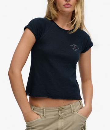 Superdry Women's Athletic Essentials Slub Graphic T-shirt Navy Size: 10