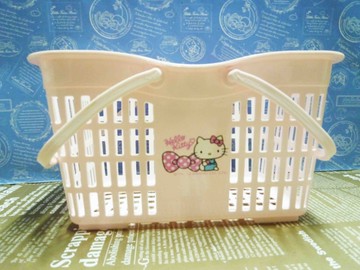 【震撼精品百貨】Hello Kitty 凱蒂貓~塑膠提籃-粉蝶結*52622