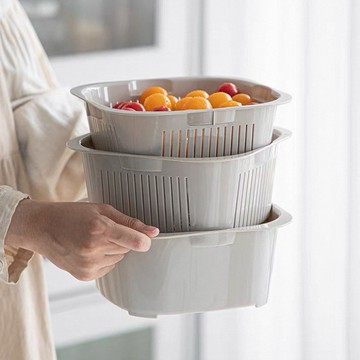 日本霜山 多功能保鮮瀝水籃3件組-多色可選