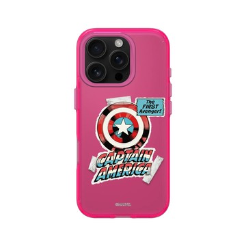 iPhone 16 Pro Clear 粉漾桃 - 迪士尼-漫威 Marvel - 漫威系列 - 美國隊長 – 復古盾牌