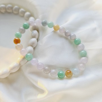 冰膠紫羅蘭跳色手串 手珠 珠串 | 天然緬甸玉A貨翡翠